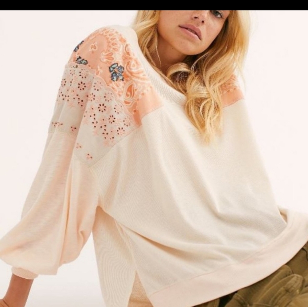Free People Feelin' It Long Sleeve Patch Shirt